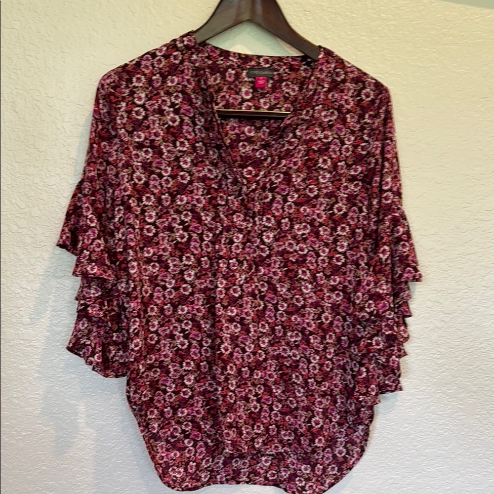 Vince Camuto Red Flutter Sleeve Blouse